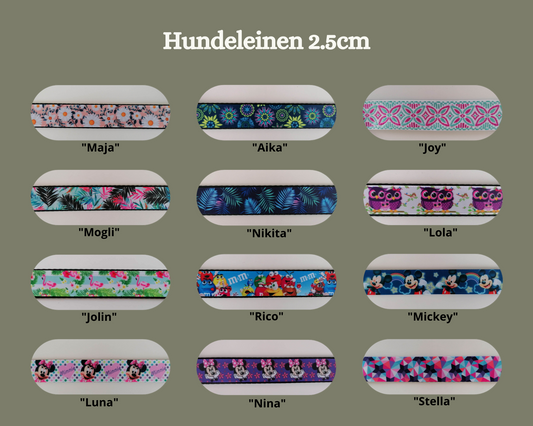 Hundeleine 3-fach verstellbar 2.5cm in verschiedenen Mustern wÀhlbar