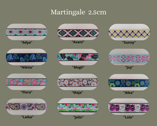 Martingale (Zugstopp) 2.5cm mit verschiedenen Mustern wählbar