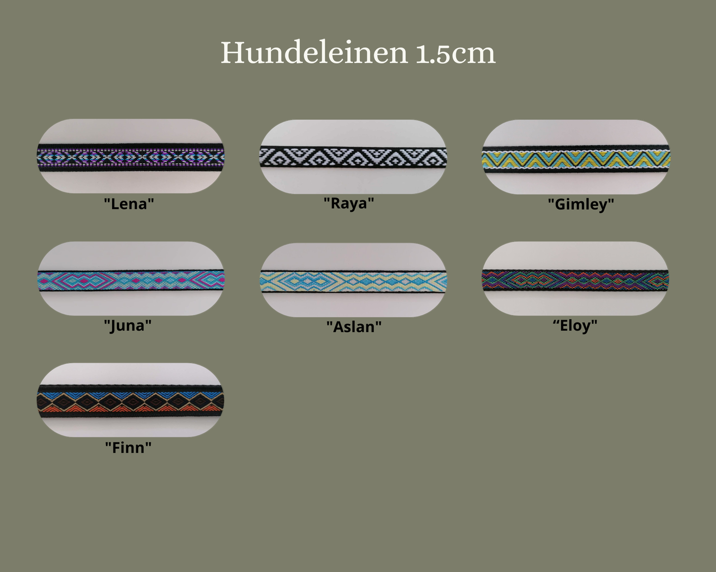 Hundeleine Standard 1.5cm in verschiedenen Mustern wählbar