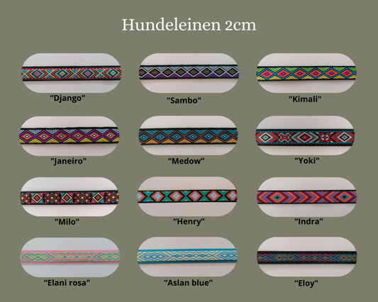 Hundeleine Standard 2cm in verschiedenen Mustern wÀhlbar