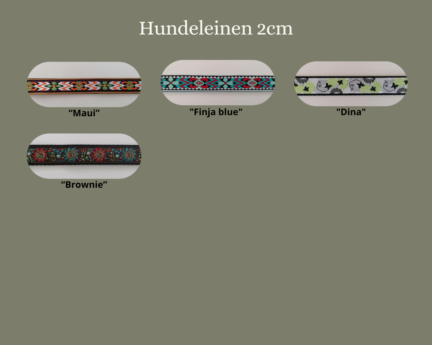 Hundeleine Standard 2cm in verschiedenen Mustern wählbar