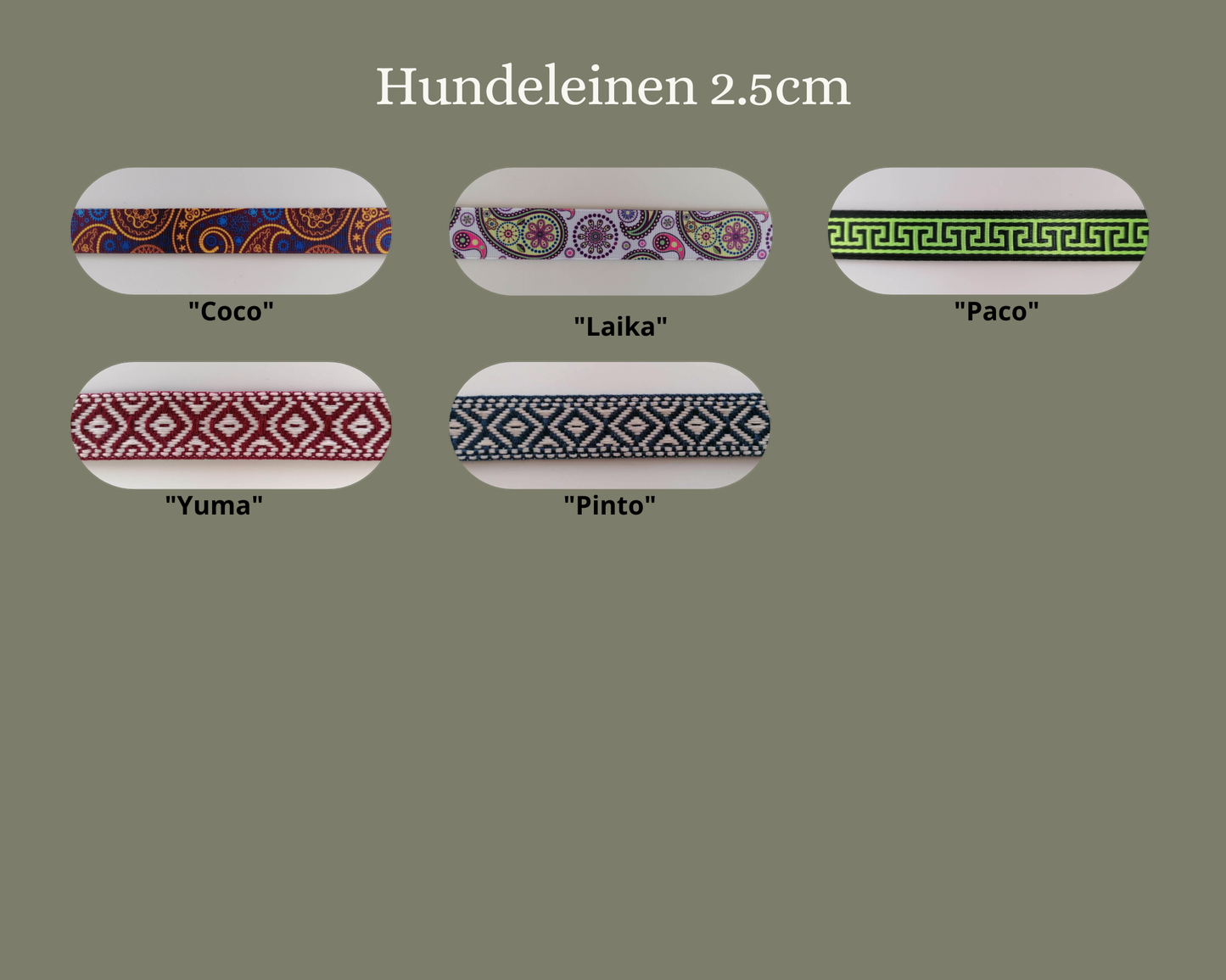 Hundeleine 3-fach verstellbar 2.5cm in verschiedenen Mustern wählbar