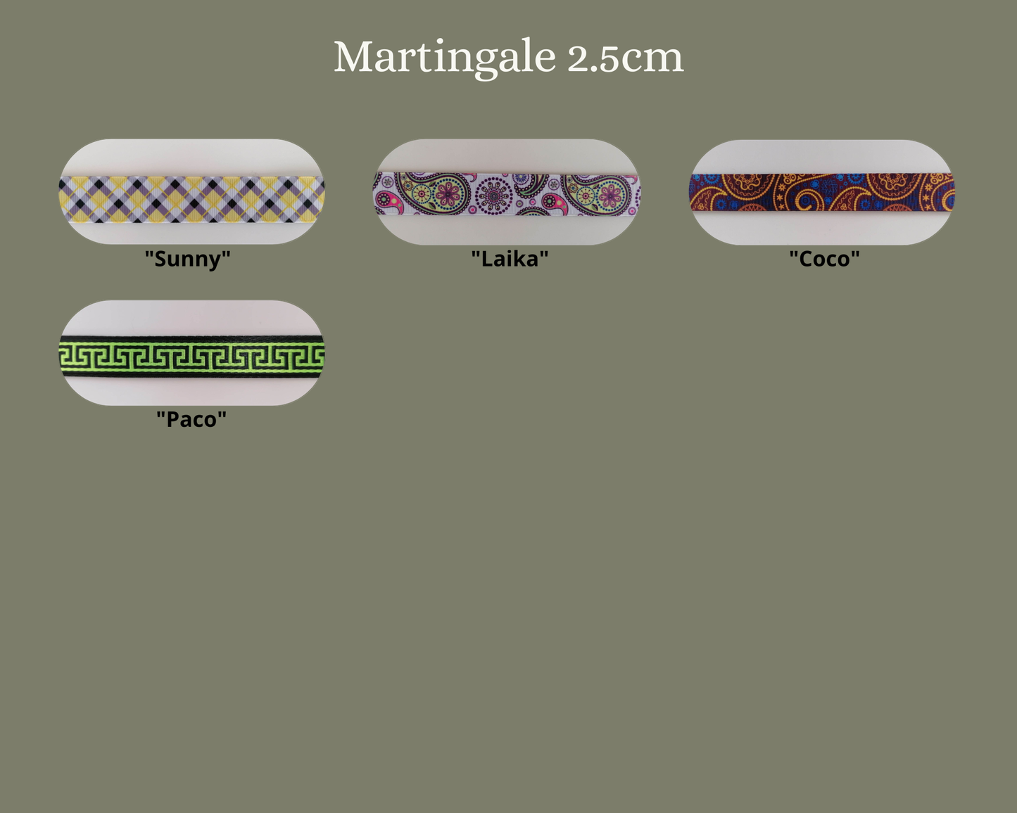 Martingale (Zugstopp) 2.5cm mit verschiedenen Mustern wählbar