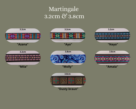 Martingale (Zugstopp) 3.2cm & 3.8cm mit verschiedenen Mustern wählbar