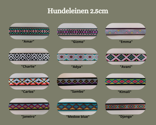 Hundeleine 3-fach verstellbar 2.5cm in verschiedenen Mustern wählbar
