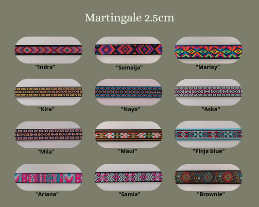 Martingale (Zugstopp) 2.5cm mit verschiedenen Mustern wählbar