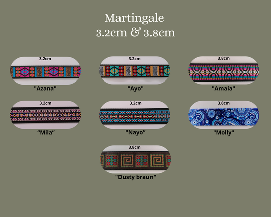 Martingale (Zugstopp) 3.2cm & 3.8cm mit verschiedenen Mustern wählbar