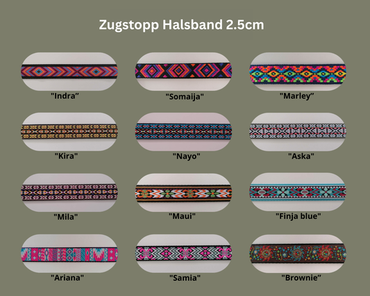Zugstopp Hundehalsband 2.5cm in verschiedenen Mustern wählbar