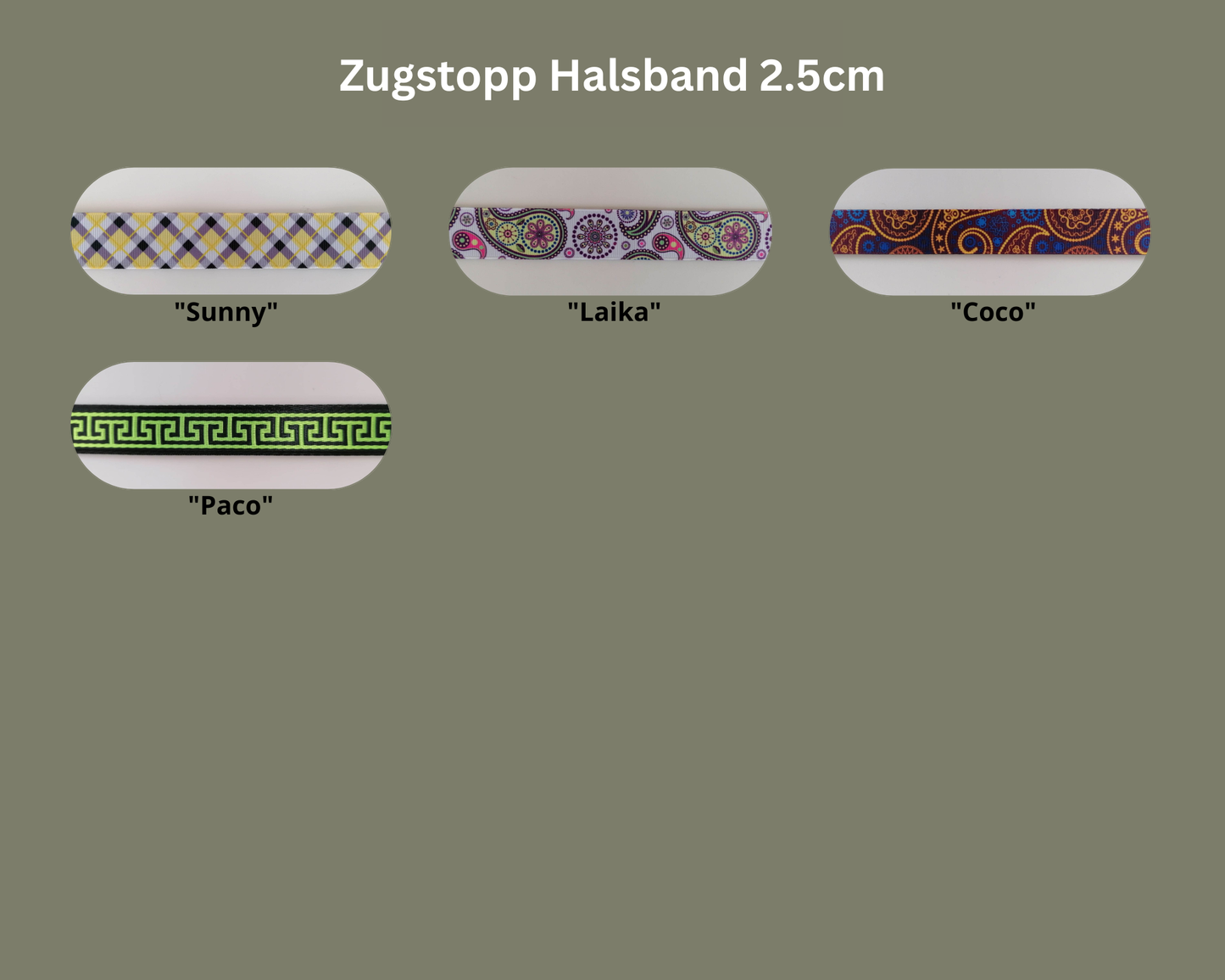 Zugstopp Hundehalsband 2.5cm in verschiedenen Mustern wählbar