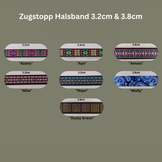 Zugstopp Hundehalsband 3.2cm & 3.8cm in verschiedenen Mustern wählbar